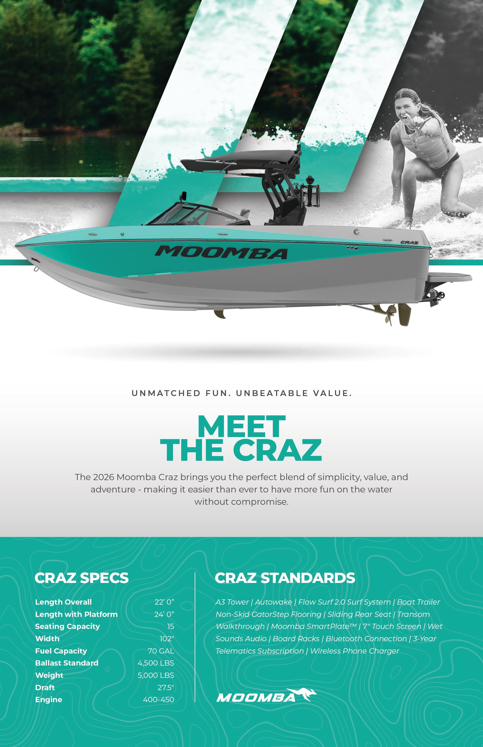 2026 Moomba Craz spec sheet