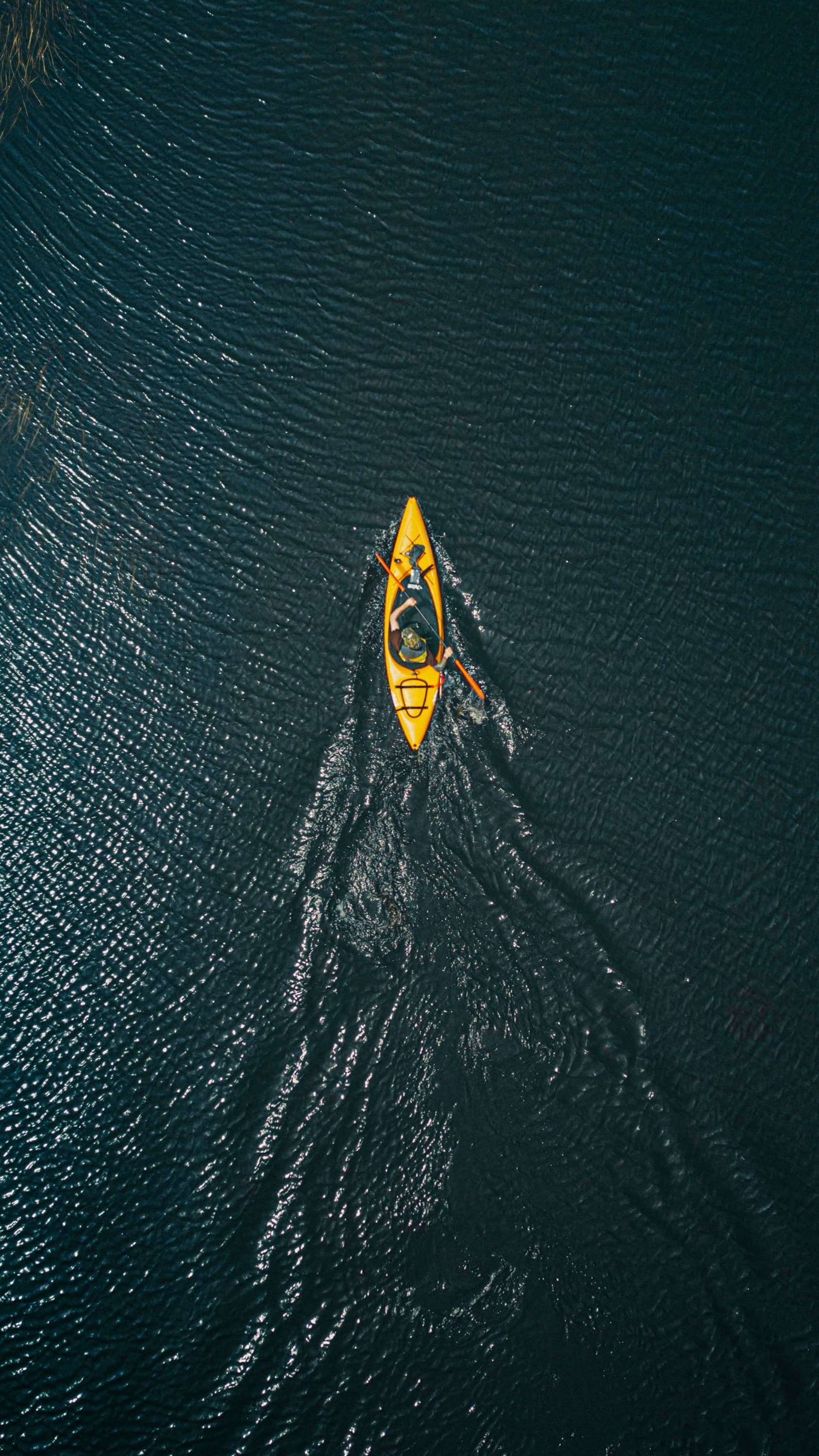 Aerial view of a kayaker on Jordanelle Reservoir